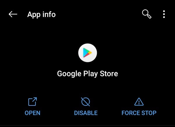 Force Stop Google Play Store