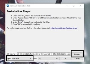 remix os installation tool with partion options