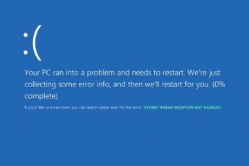 system thread exception not handled