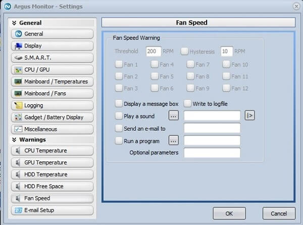 how to setup argus monitor to control fan speeds