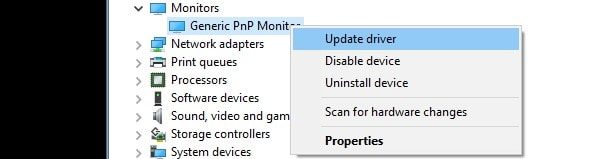 generic pnp monitor fix windows 10