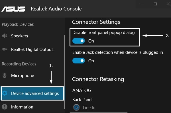 audio jack on pc not working
