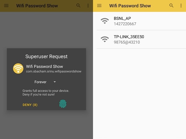 Zobrazit WiFi heslo aplikace pro Android