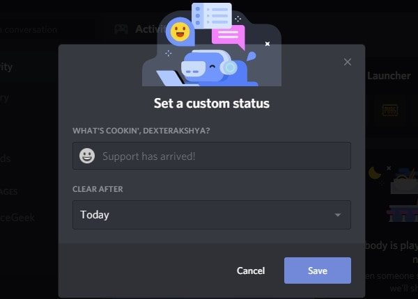 How to set Discord Custom Game Status - BounceGeek