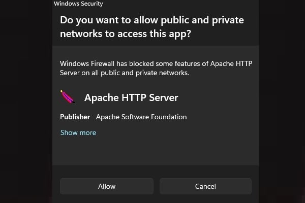 Allow Apache HTTP Server