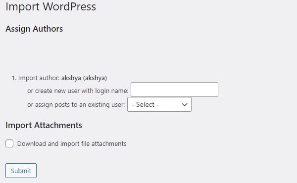 Select Author and Submit Export File