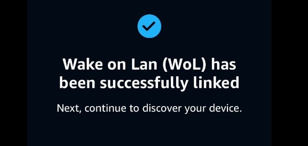 Wake on LAN has been successfully linked