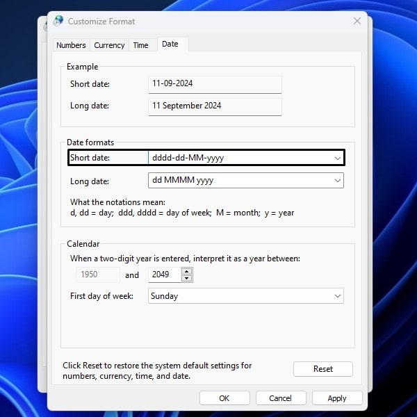 Customize Format Short Date to show Weekday