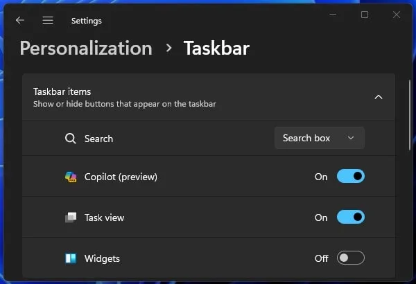 Disable Widget Option in Windows 11