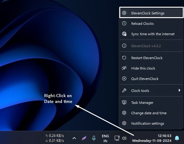 ElevenClock Settings