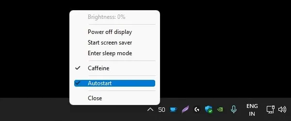 Enable Autostart for Brightness Tray