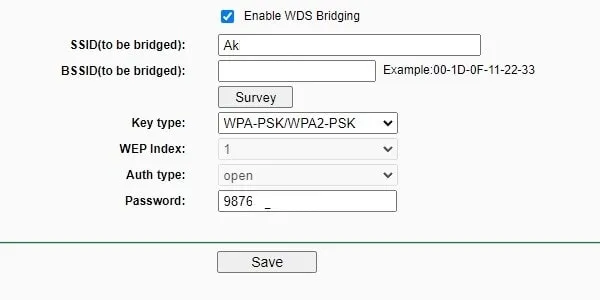 Enter pasword of main router