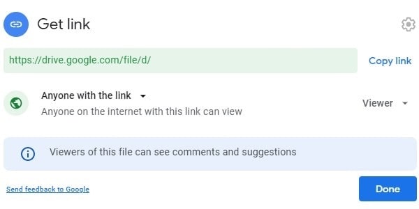 Get Google Drive Link Anyone with the link