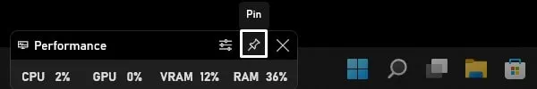 Pin Performance Tab in Taskbar left side