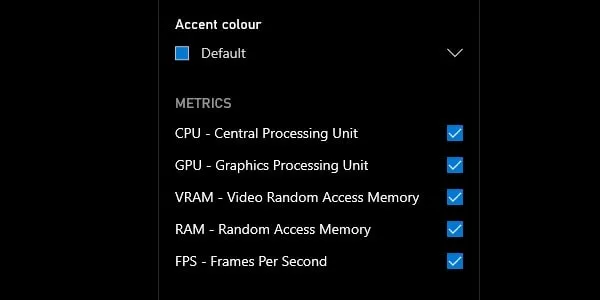 Select Accent Color and Metrics to Show in Taskbar