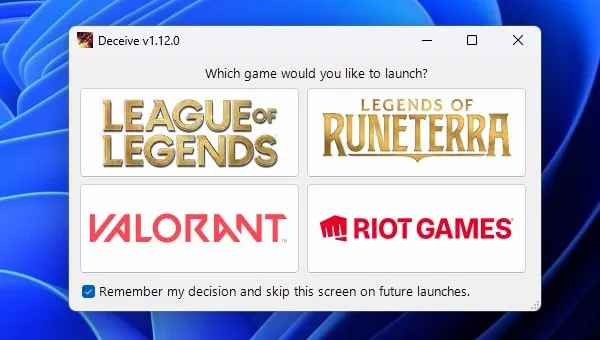 Select Valorant Game in Deceive min