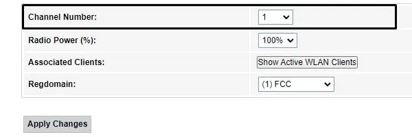 Set 1 Channel Number of Main WiFi Router