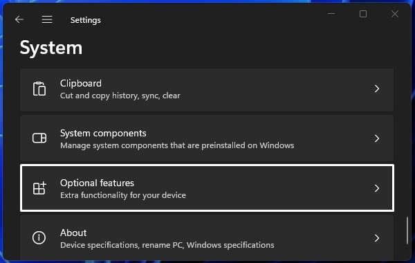 Windows 11 Optional Features