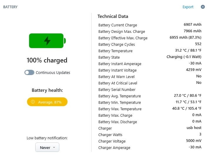 check iPad Battery Health using PC