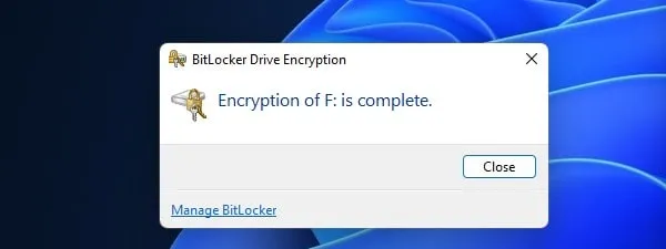 Drive Encryption Completed