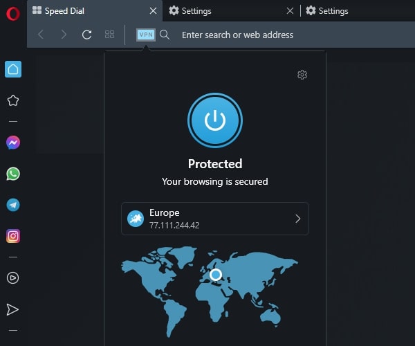 Opera Free VPN to Bypass Mega Download Limit