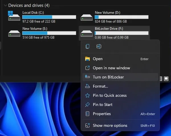 Turn on BitLocker