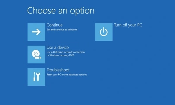 Windows Recovery Environment Troubleshoot