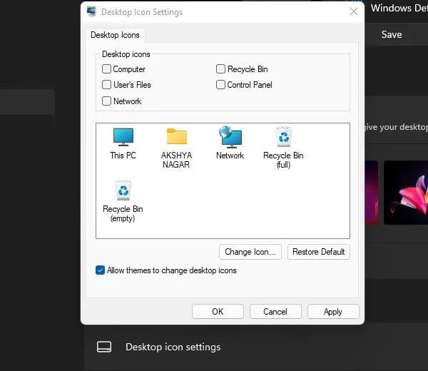 Desktop Icon Settings Windows 11