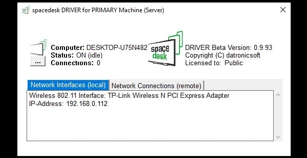 Spacedesk DRIVER for PRIMARY Machine Server to use iPad as a second monitor