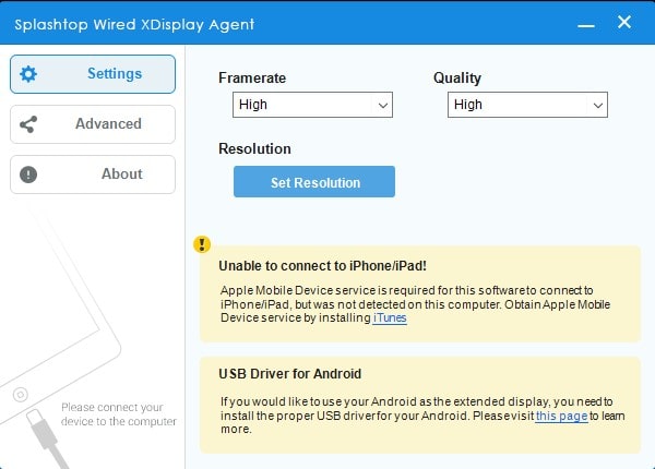 Splashtop Wired XDISPLAY Agent to use iPad as a second monitor