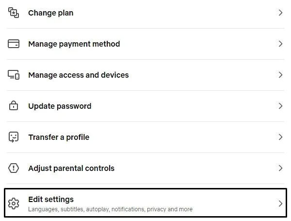 Edit Settings Netflix