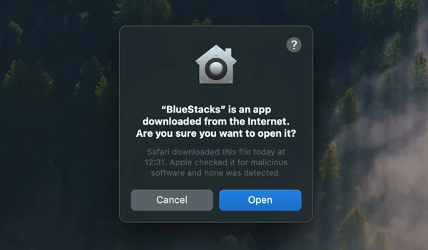 Allow BlueStacks Permission to Open in Mac