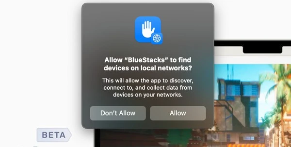 Allow Bluestacks to find devices on local networks