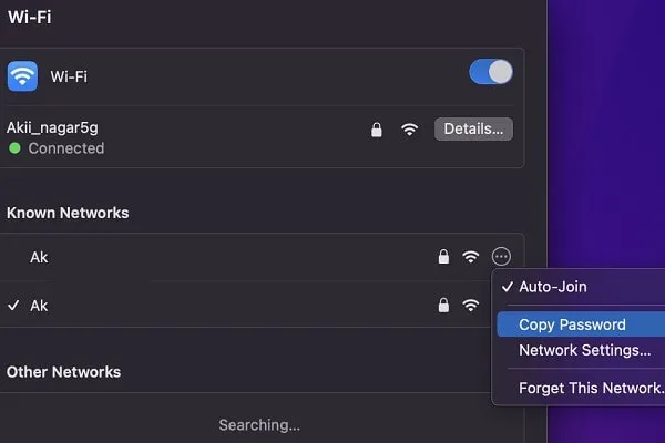 Copy WiFi Password on macOS Ventura