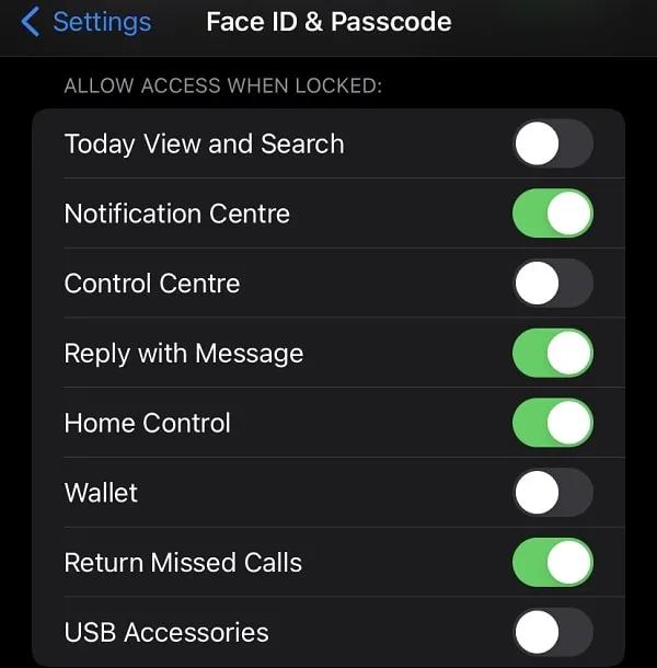 Disable Today View and Search Option from Face ID Passcode to Remove iPhone Not Playing Music Player Widget 