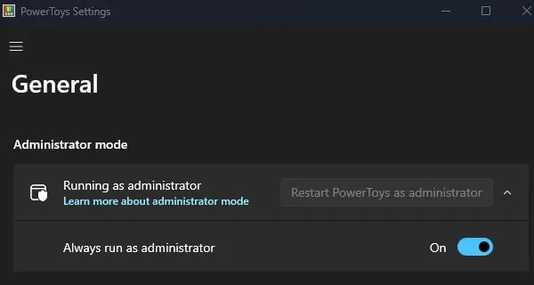 Enable Always run as administrator