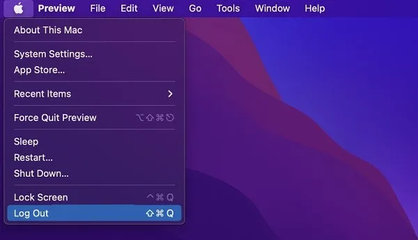 Log Out from macOS Sequoia