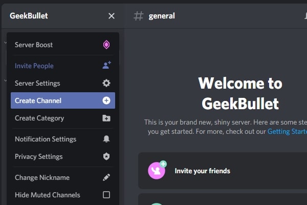 Create Channel on Discord