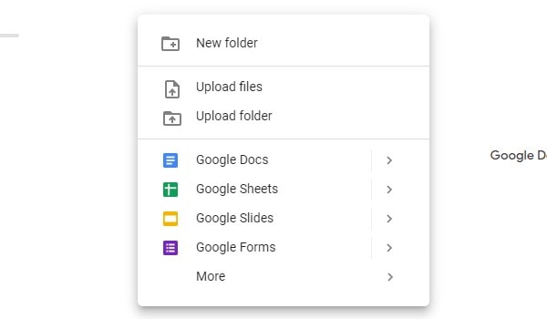 Create new folder in Google Drive