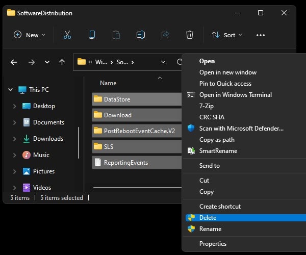 Delete SoftwareDistribution Folder Files to fix Windows 11 Updates Failed Download Error