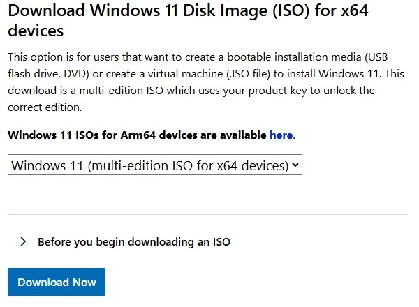 Download Windows 11 Disk Image ISO for x64 devices