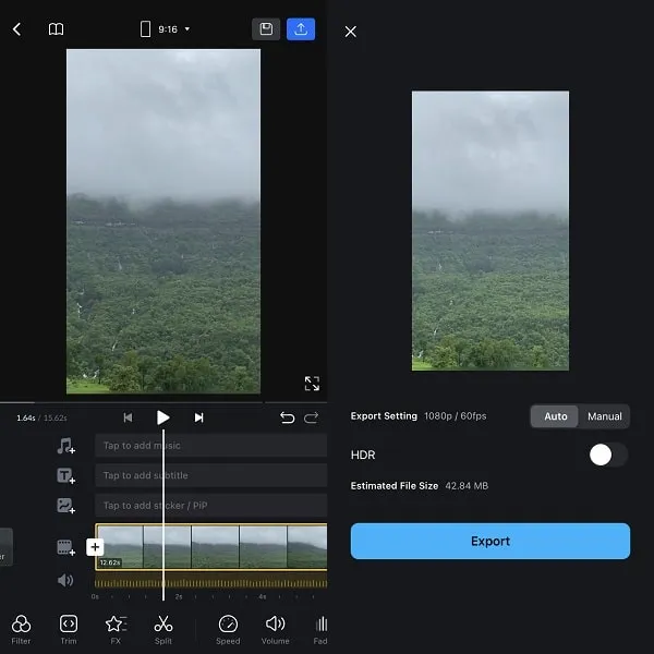 Export Video in VN Editor