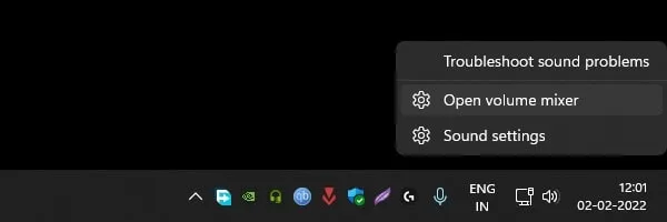 Open Volume Mixer Windows 11