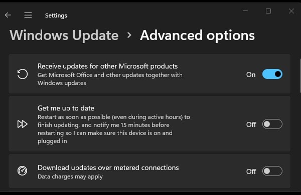 Receive updates for other Microsoft products