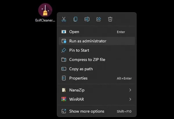 Run Exif Cleaner as administrator