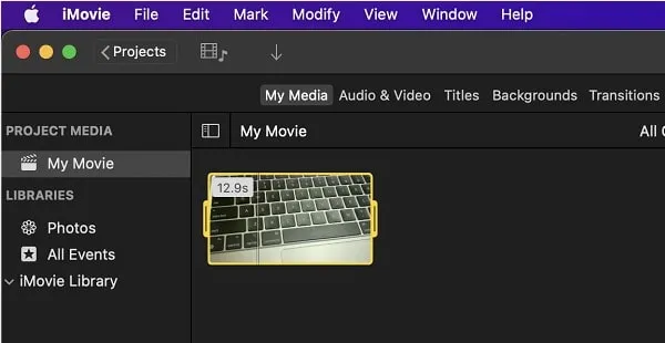 Select MOV Video File