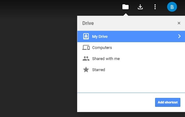 Select My Drive and then Folder