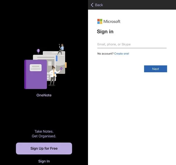 Setup Microsoft OneNote App on iPhone