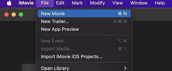 iMovie Create New Movie