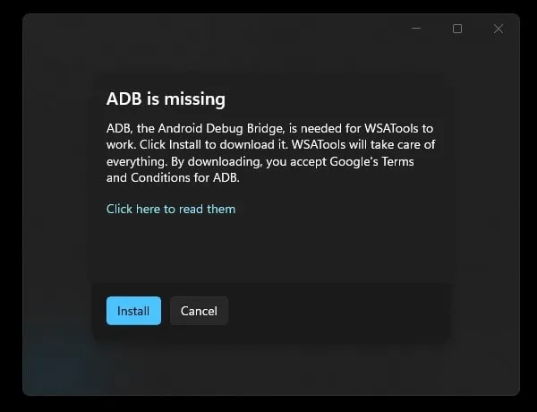 Install ADB ADB is missing